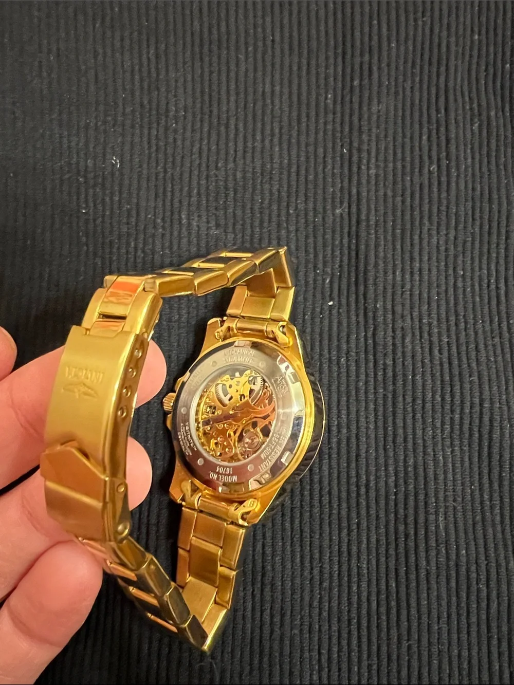 Invicta Gold-Tone Skeleton Dial Men's Bracelet Watch